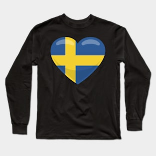 Sweden Flag Heart Long Sleeve T-Shirt